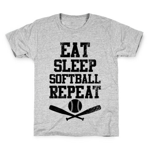 Eat Sleep Softball Repeat (Vintage) Kids T-Shirt
