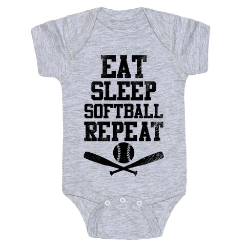 Eat Sleep Softball Repeat (Vintage) Baby One-Piece