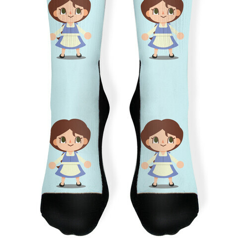 Princess Crossing Belle Parody Blue Sock