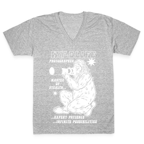 Wildlife Photographer Bigfoot V-Neck Tee Shirt