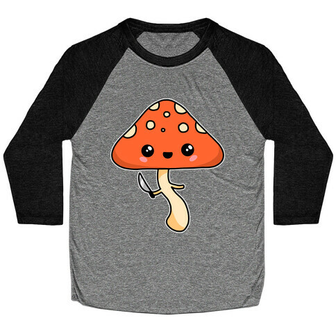 Mushroom With Knife Baseball Tee