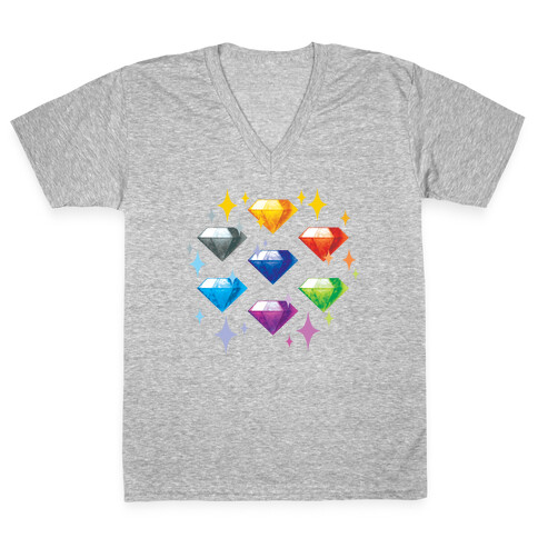 Chaos Emeralds Pattern V-Neck Tee Shirt