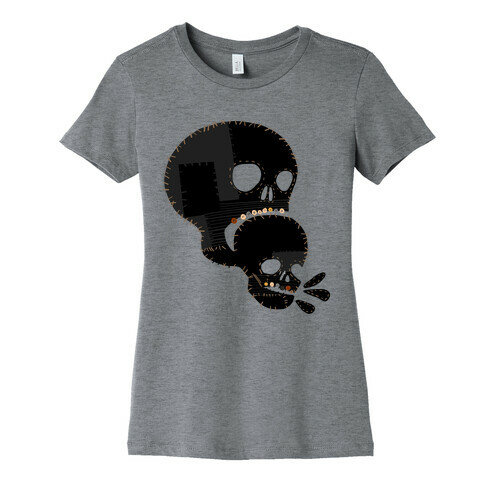 Stitched Skull Eating Another Skull  Womens T-Shirt