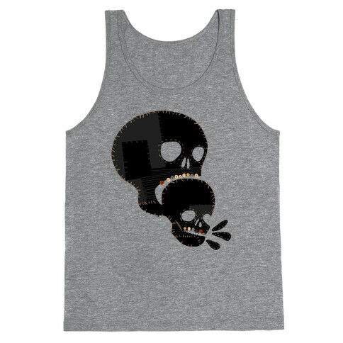 Stitched Skull Eating Another Skull  Tank Top