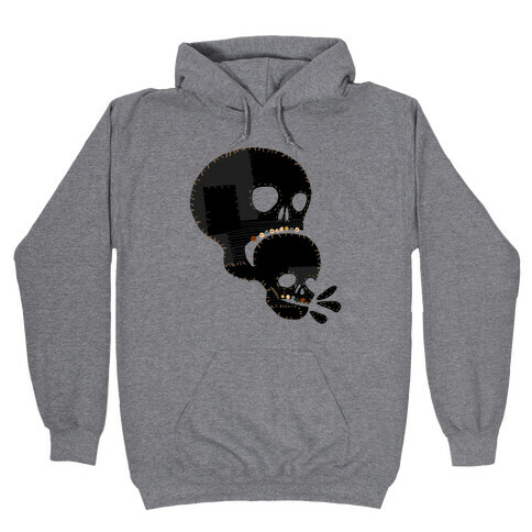 Stitched Skull Eating Another Skull  Hooded Sweatshirt