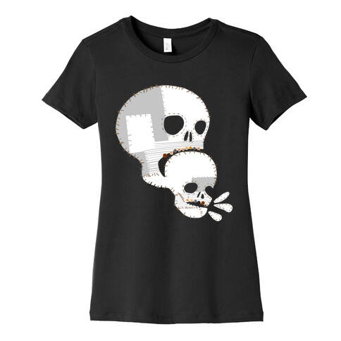 Stitched Skull Eating Another Skull  Womens T-Shirt