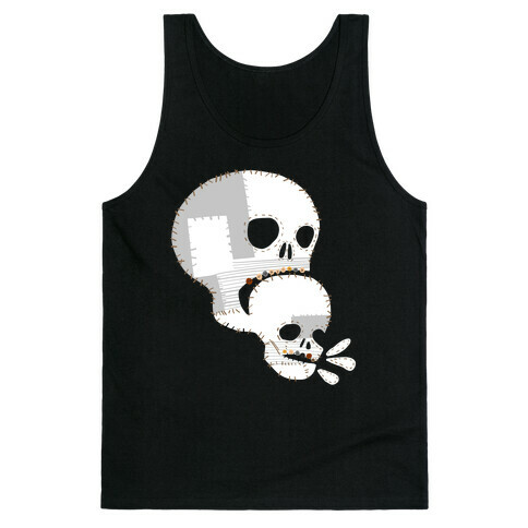 Stitched Skull Eating Another Skull  Tank Top