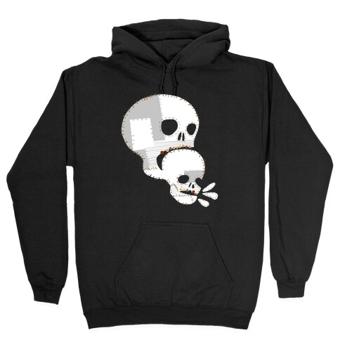 Stitched Skull Eating Another Skull  Hooded Sweatshirt