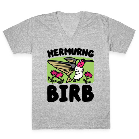 Hermurng Birb Derpy Hummingbird V-Neck Tee Shirt