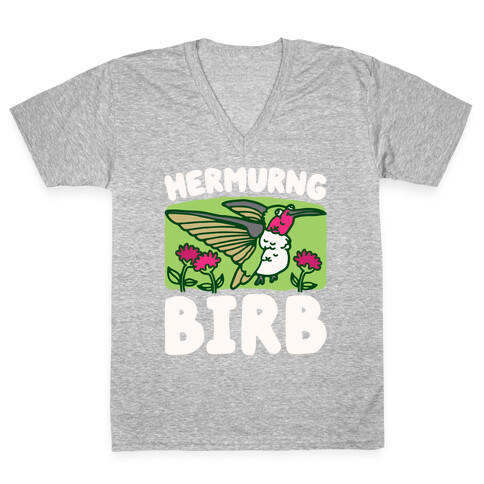 Hermurng Birb Derpy Hummingbird V-Neck Tee Shirt