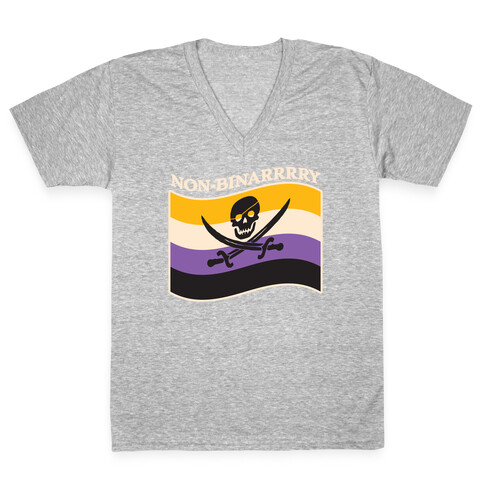 Non-binarrrry Pirate Flag V-Neck Tee Shirt