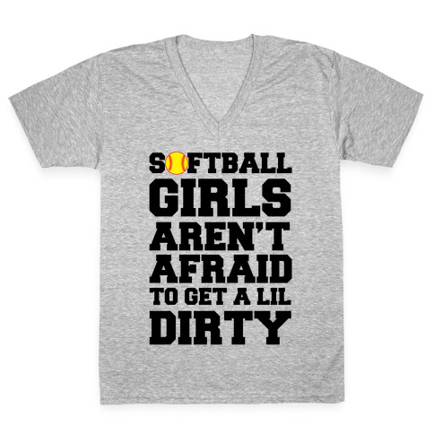 Softball Girls Aren't Afraid V-Neck Tee Shirt