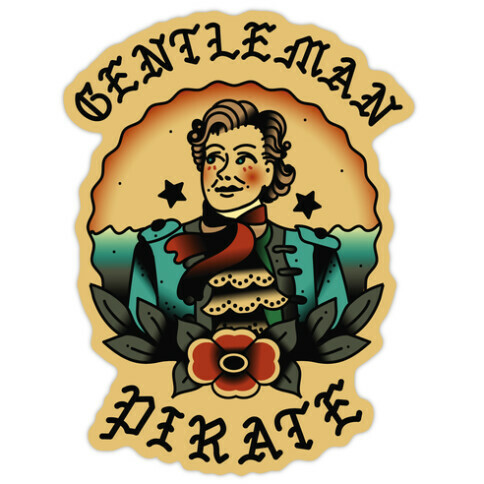 Gentleman Pirate Sailor Jerry Tattoo Die Cut Sticker