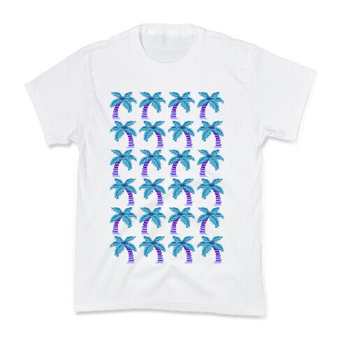 8-Bit Vaporwave Palm Trees Pattern Kids T-Shirt