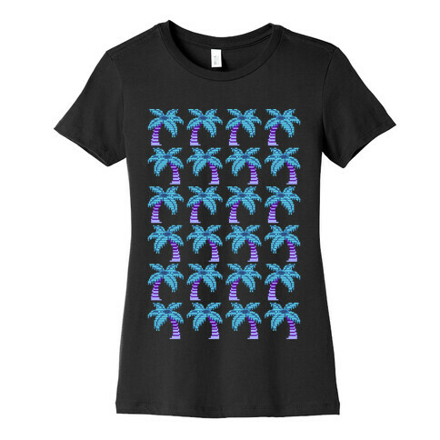 8-Bit Vaporwave Palm Trees Pattern Womens T-Shirt