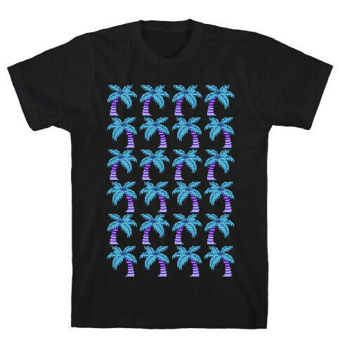 8-Bit Vaporwave Palm Trees Pattern T-Shirt