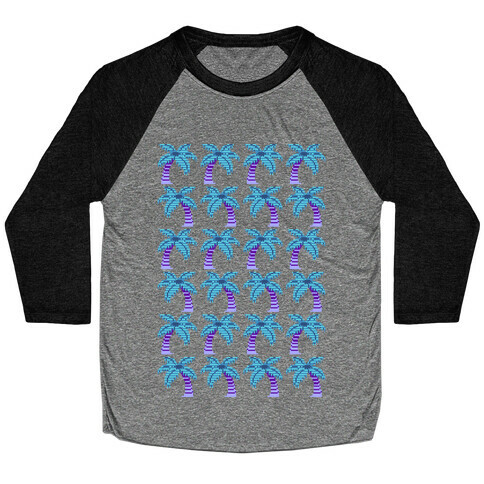 8-Bit Vaporwave Palm Trees Pattern Baseball Tee