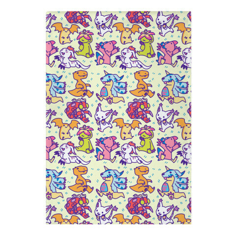 Digital Monsters Pattern Garden Flag