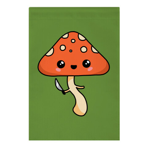 Mushroom With Knife Garden Flag