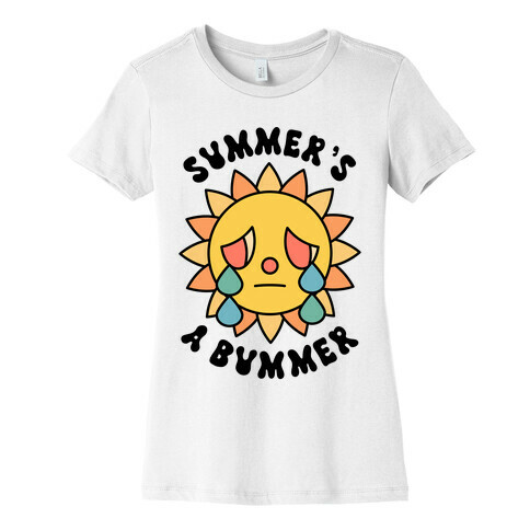 Summer's A Bummer (Retro Sad Sun) Womens T-Shirt