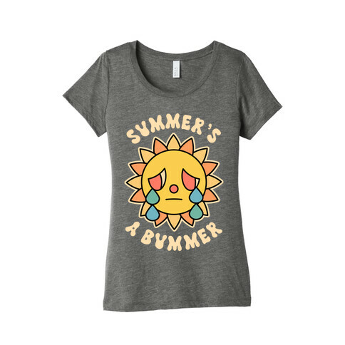 Summer's A Bummer (Retro Sad Sun) Womens T-Shirt