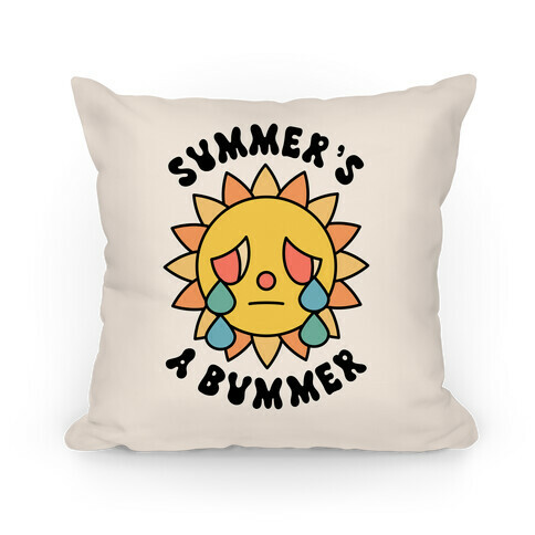 Summer's A Bummer (Retro Sad Sun) Pillow