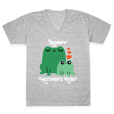 Hoppy Mother's Day Frogs V-Neck Tee Shirt