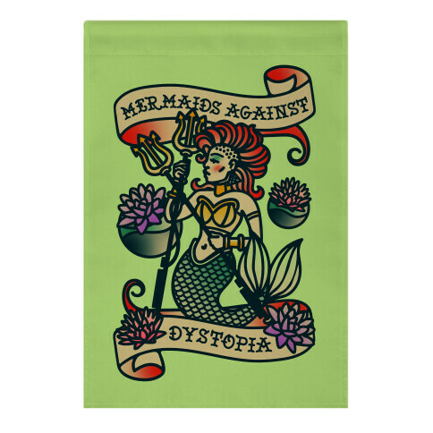 Mermaids Against Dystopia Solar Punk Garden Flag