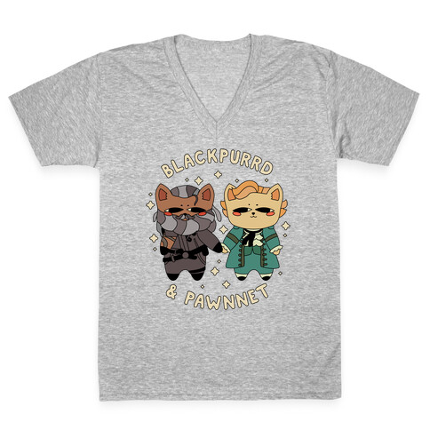 Blackpurrd & Pawnnet (Cat Blackbeard & Cat Bonnet) V-Neck Tee Shirt