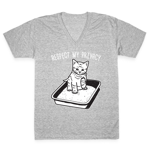 Respect My Privacy Kitten V-Neck Tee Shirt