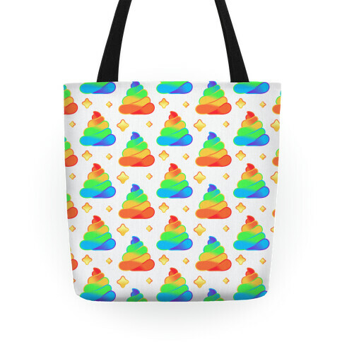 Rainbow Poop Pattern (White Background) Tote