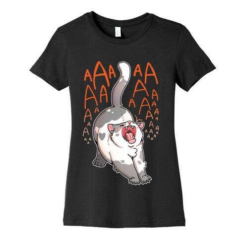 Screaming Yawning Cat Womens T-Shirt