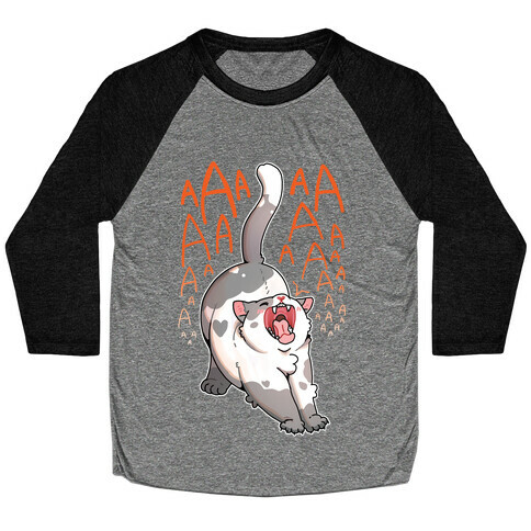 Screaming Yawning Cat Baseball Tee