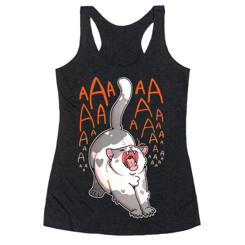 Screaming Yawning Cat Racerback Tank Top