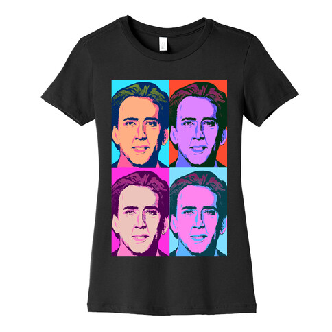 Nicholas Cage Pop Art Parody Womens T-Shirt