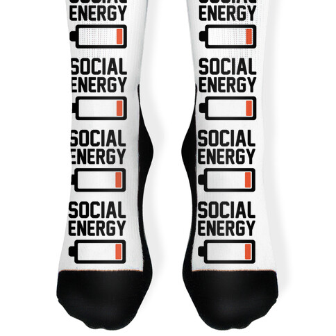 Social Energy Low White Print Sock