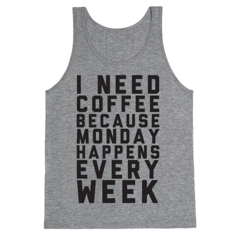 I Need Coffee Because Monday Happens Every Week Tank Top