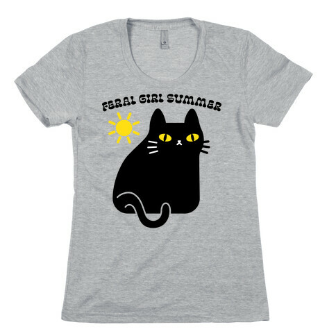Feral Girl Summer Cat Womens T-Shirt