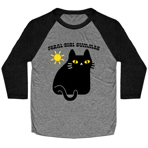 Feral Girl Summer Cat Baseball Tee