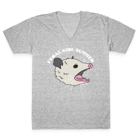 Feral Girl Summer Opossum V-Neck Tee Shirt