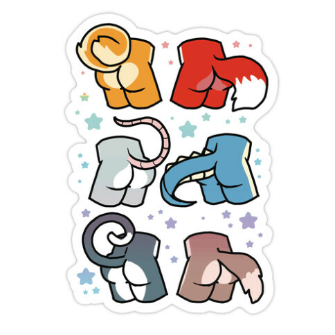 Assorted Furry Butts Die Cut Sticker