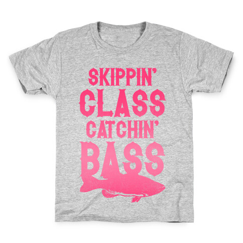 Skippin' Class Catchin' Bass (Pink) Kids T-Shirt