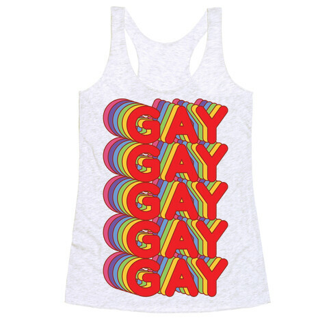 Gay Retro Rainbow Racerback Tank Top