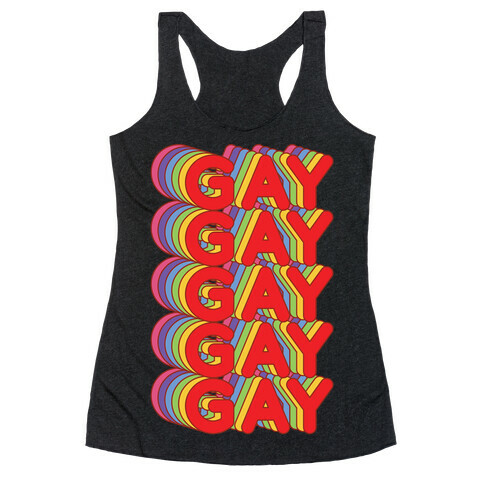 Gay Retro Rainbow Racerback Tank Top