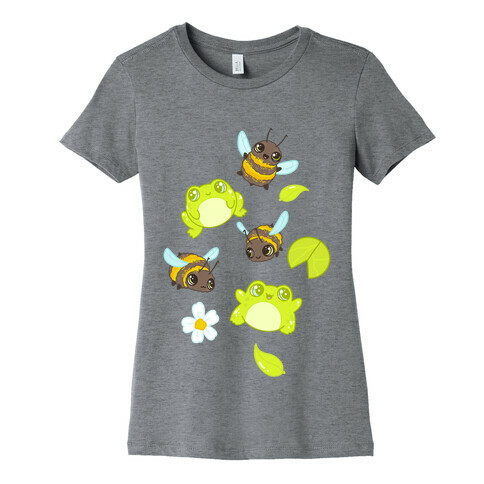 Cute Bees and Frogs Pattern Womens T-Shirt