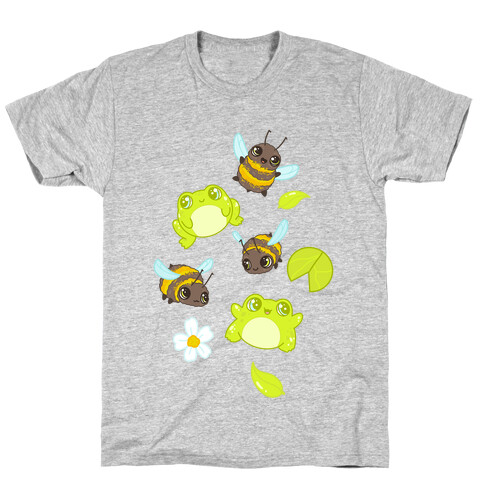 Cute Bees and Frogs Pattern T-Shirt