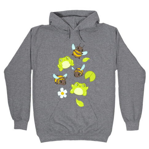 Cute Bees and Frogs Pattern Hooded Sweatshirt