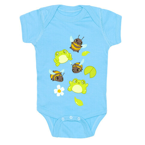 Cute Bees and Frogs Pattern Baby One-Piece