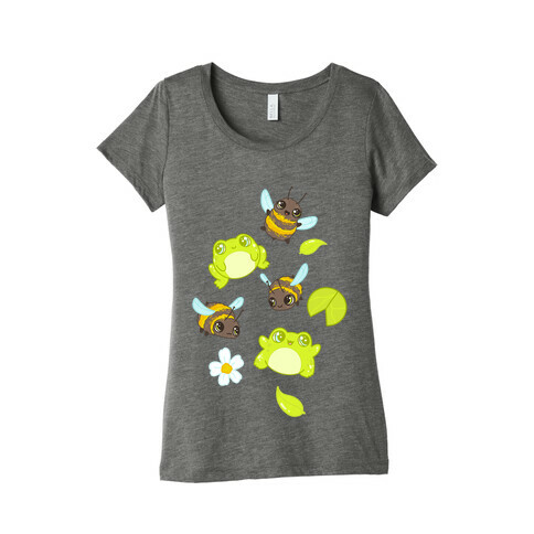 Cute Bees and Frogs Pattern Womens T-Shirt