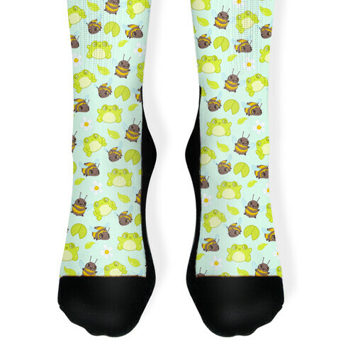 Cute Bees and Frogs Pattern Sock
